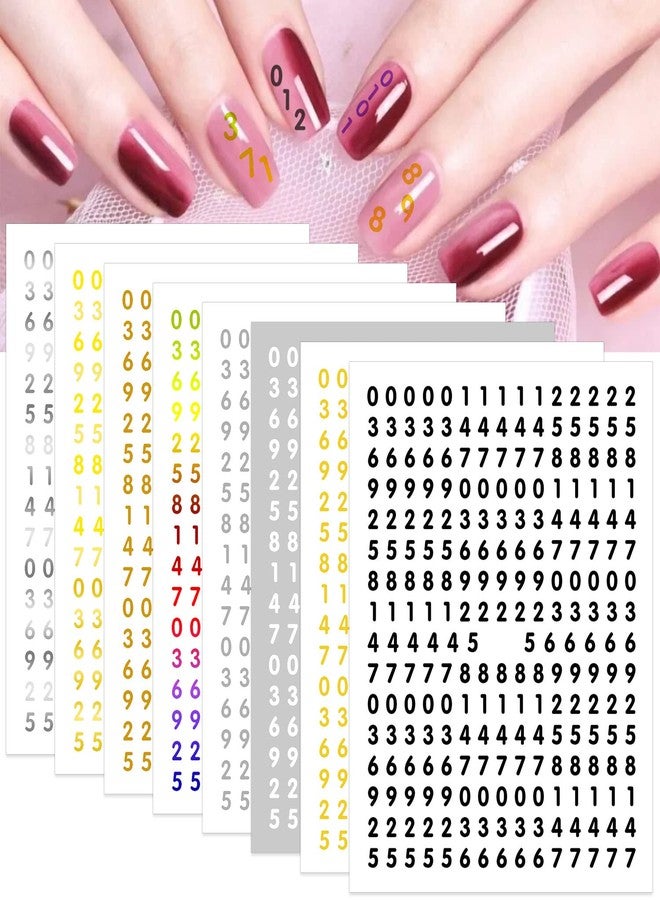 DANNEASY 8 Sheets Small Number Nail Art Stickers for Women Kids Girl Number for Nails Self Adhesive Nail Stickers Numbers Nail Decals 3D Nail Design Nails Decoration - Image 1